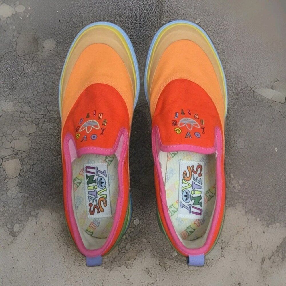 adidas Nizza Slip On Pride Love Unites Rainbow Sneakers Men's Size 7.5 - Picture 5 of 8
